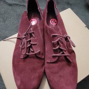 Burgundy Suede Oxford Shoes